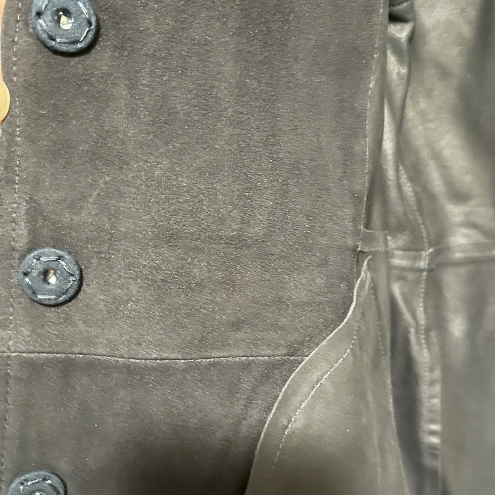 Gerard Darel Navy Gemma Suede Trench Coat with Mid-Thigh Length and Relaxed Fit - Picture 5 of 16